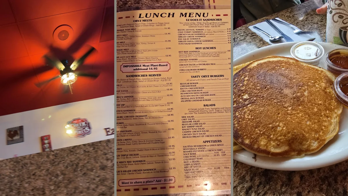 Comfort food served in a cozy diner space.